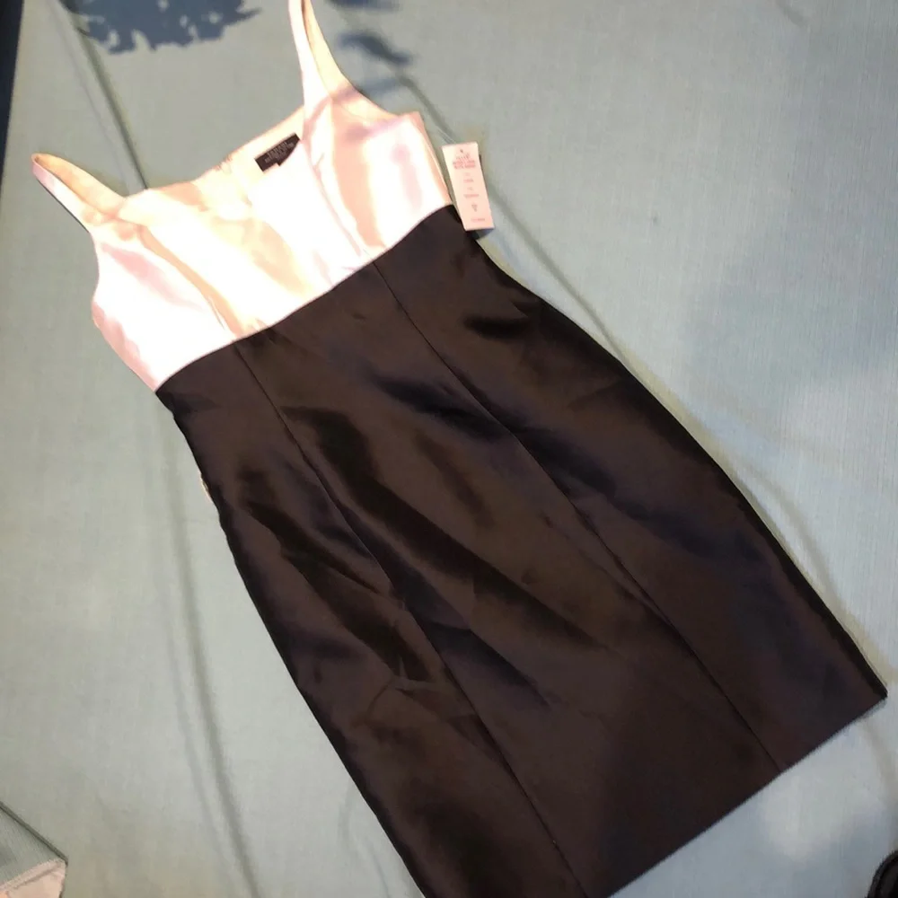 NWT Tahari 2P ivory/ white and black fitted dress